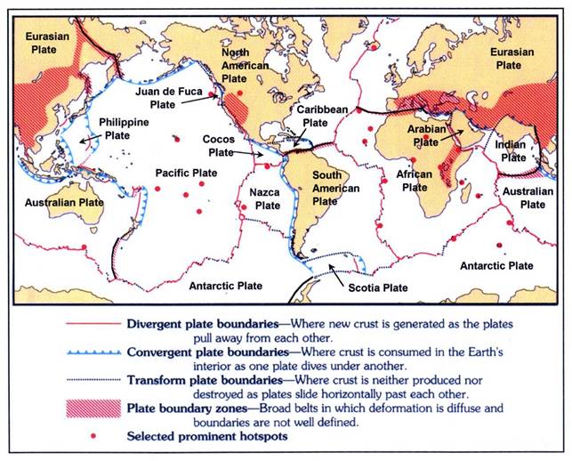 collision plate boundary. Map of plate boundaries and