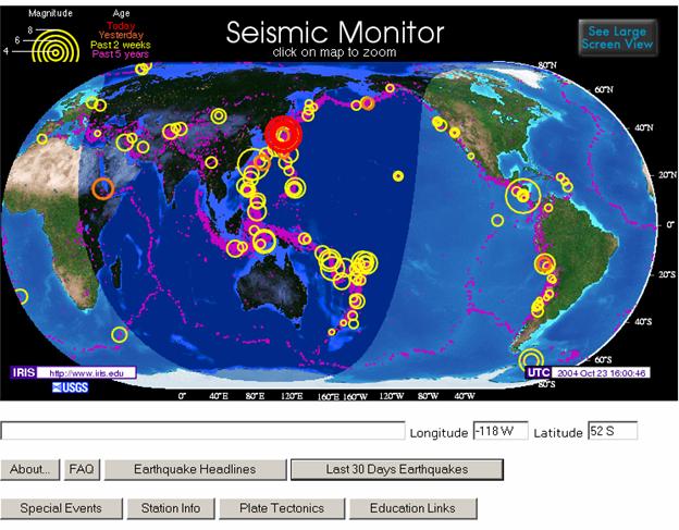 recent earthquakes in the world map Eqdata recent earthquakes in the world map