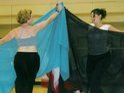 Bellydancers practice their veil dance formations.