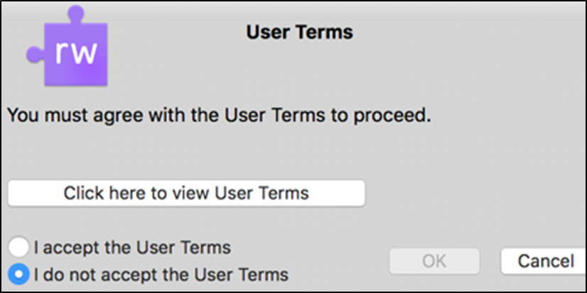 radial button: Accept the license agreement