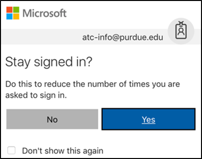 Select Yes to confirm the sign-in